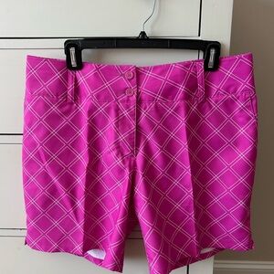 Adidas Women's Vibrant Pink & White Patterned Golf Shorts